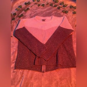 3 color gray target sweater. faux zipper. CROPPED